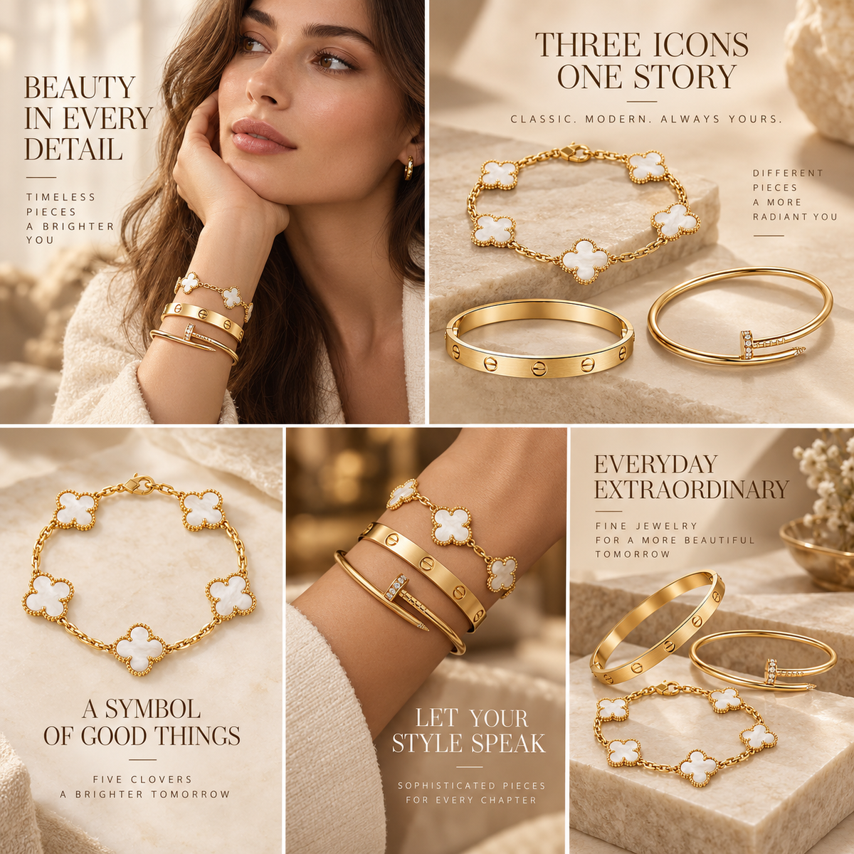 [Love's Uplift]Clover & Lover & Juste Bracelet Stack Set