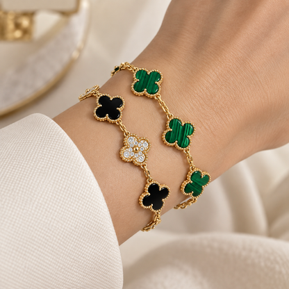 [Love's Uplift]Clover 5 Motifs  Duo Bracelet Stack Set