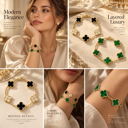 [Love's Uplift]Clover 5 Motifs  Duo Bracelet Stack Set