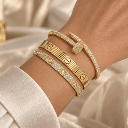 [Love's Uplift]Love & Juste Statement Bracelet Trio Stack Set