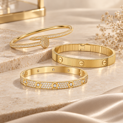 [Love's Uplift]Love & Juste Statement Bracelet Trio Stack Set