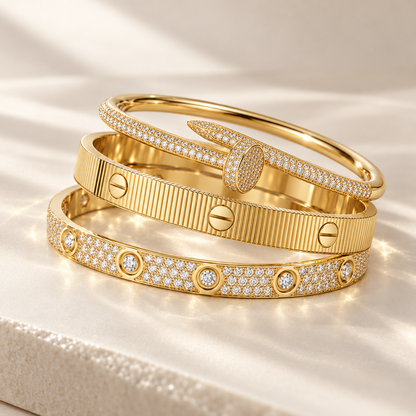 [Love's Uplift]Love & Juste Statement Bracelet Trio Stack Set