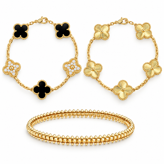 [Love's Uplift]Clover & Clash Bracelet 3-Piece Stack set