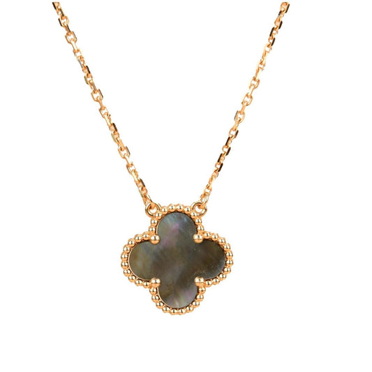 [Love's Uplift]CLOVER 15MM  GRAY MOTHER OF PEARL NECKLACE
