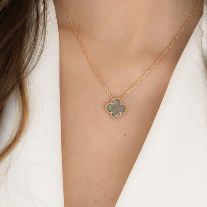 [Love's Uplift]CLOVER 15MM  GRAY MOTHER OF PEARL NECKLACE