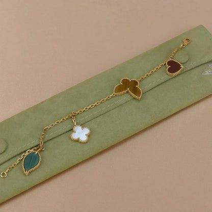 [Love's Uplift]LUCKY SPRING 5 MOTIF GOLD BRACELET