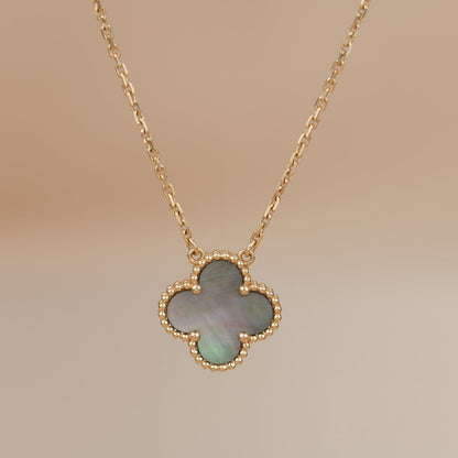 [Love's Uplift]CLOVER 15MM  GRAY MOTHER OF PEARL NECKLACE
