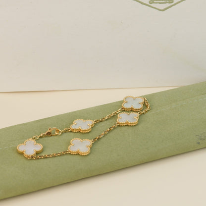 [Love's Uplift]CLOVER  5 MOTIF WHITE MOP BRACELET