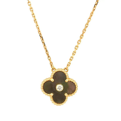 [Love's Uplift]CLOVER 15MM DIAMOND AND MOTHER-OF-GREY NECKLACE