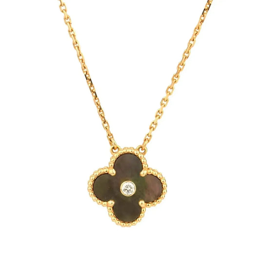 [Love's Uplift]CLOVER 15MM DIAMOND AND MOTHER-OF-GREY NECKLACE