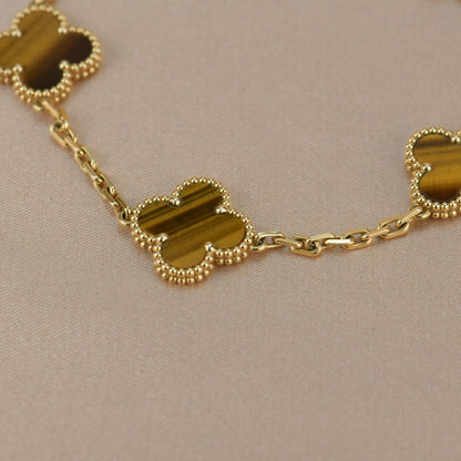 [Love's Uplift]CLOVER  5 MOTIFS TIGER EYE BRACELET