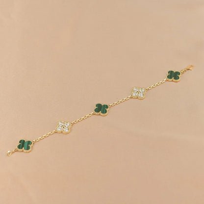 [Love's Uplift] CLOVER 5 MOTIF MALACHITE BRACELET COLLECTION