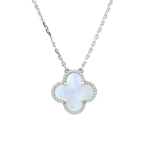 [Love's Uplift]CLOVER  15MM WHITE MOTHER-OF-PEARL SILVER