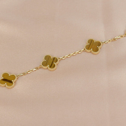 [Love's Uplift]CLOVER  5 MOTIFS TIGER EYE BRACELET