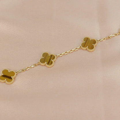 [Love's Uplift] CLOVER 5 MOTIFS TIGER EYE BRACELET COLLECTION