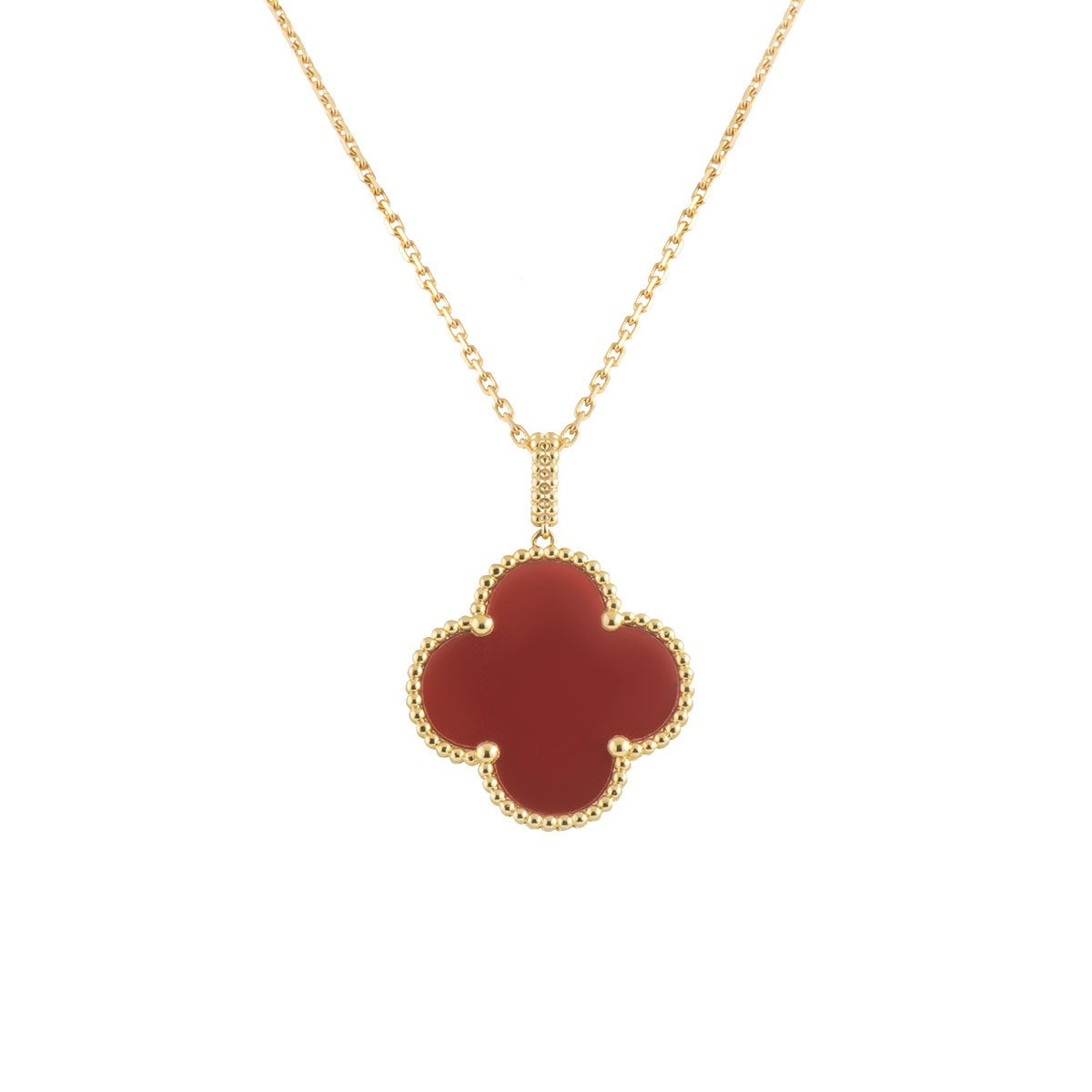 [Love's Uplift]CLOVER 25MM NECKLACE GOLD CARNELIAN