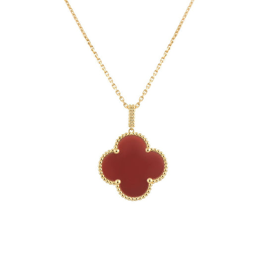 [Love's Uplift]CLOVER 25MM NECKLACE GOLD CARNELIAN