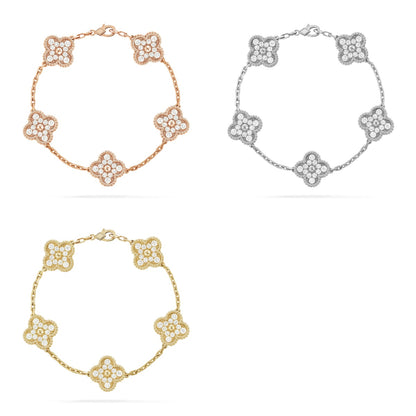 [Love's Uplift] CLOVER 5 MOTIF FULL DIAMOND BRACELET COLLECTION