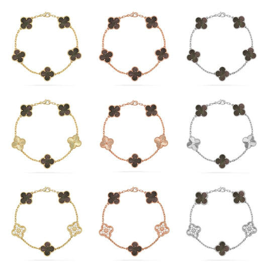 [Love's Uplift] CLOVER 5 MOTIF GRAY MOP BRACELET COLLECTION