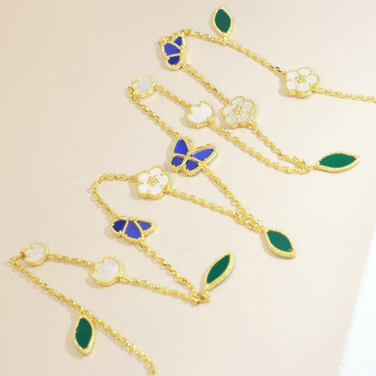 [Love's Uplift]LUCKY SPRING BUTTERFLY 15 FLOWER NECKLACE