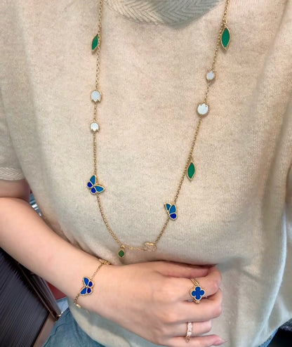 [Love's Uplift]LUCKY SPRING BUTTERFLY 15 FLOWER NECKLACE