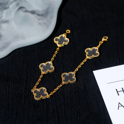 [Love's Uplift]CLOVER 5 MOTIF ROCK CRYSTAL BRACELET