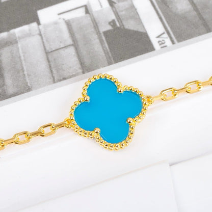 [Love's Uplift]CLOVER 5 MOTIFS TURQUOISE BRACELET