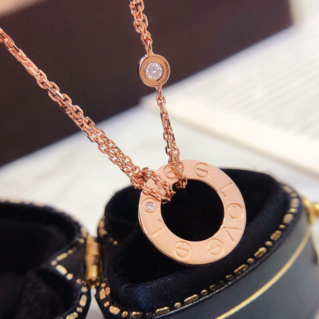 [Love's Uplift]LOVE NECKLACE 16MM 2 DIAMONDS