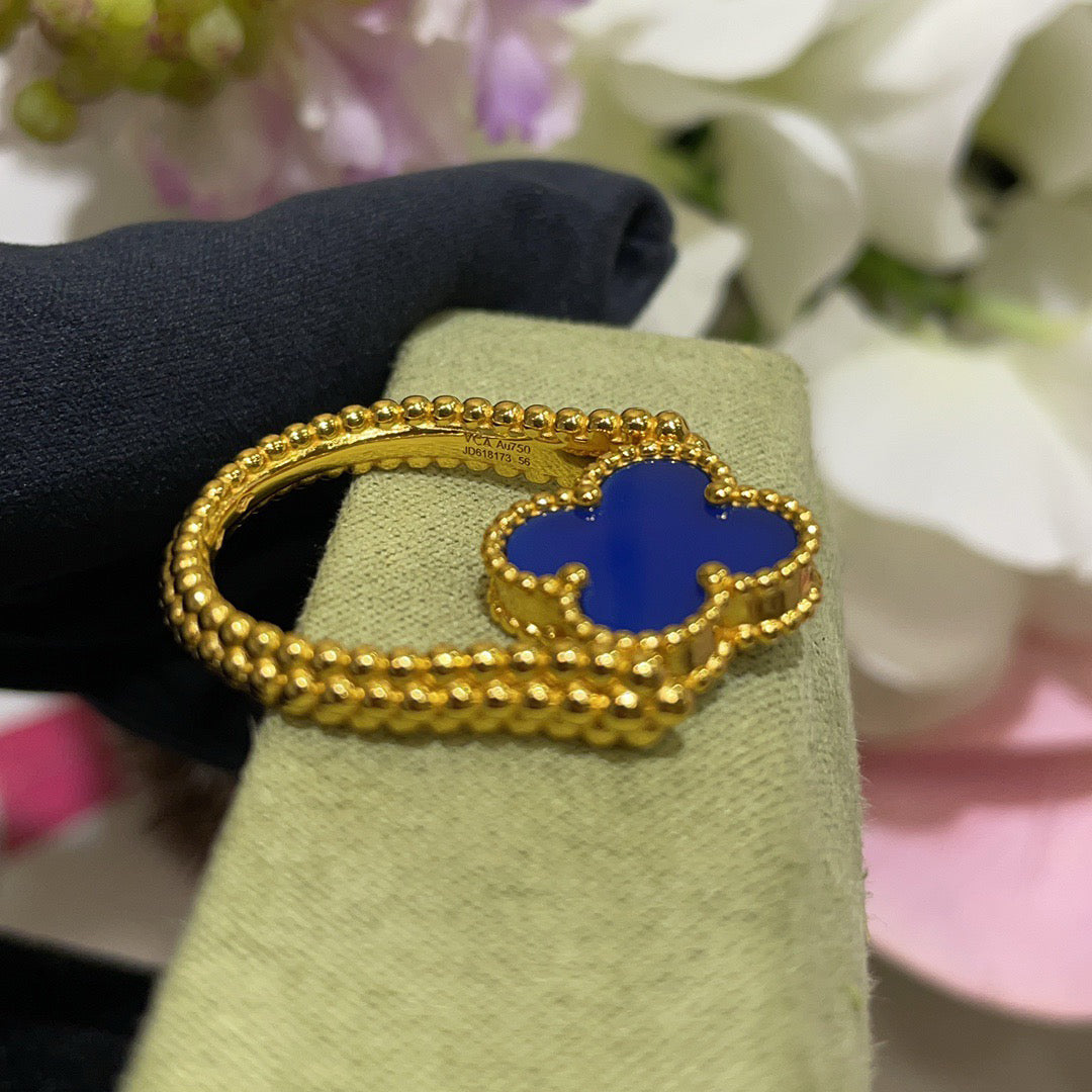 [Love's Uplift]CLOVER RIVERSIBLE BLUE AGATE RING