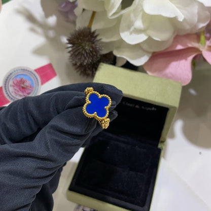 [Love's Uplift]CLOVER RIVERSIBLE BLUE AGATE RING