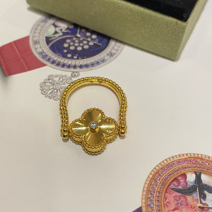 [Love's Uplift]CLOVER RIVERSIBLE BLUE AGATE RING
