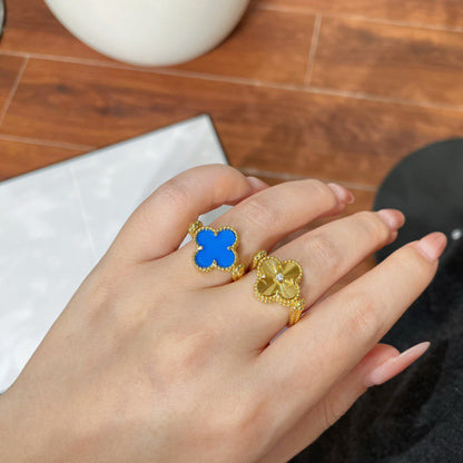 [Love's Uplift]CLOVER RIVERSIBLE BLUE AGATE RING