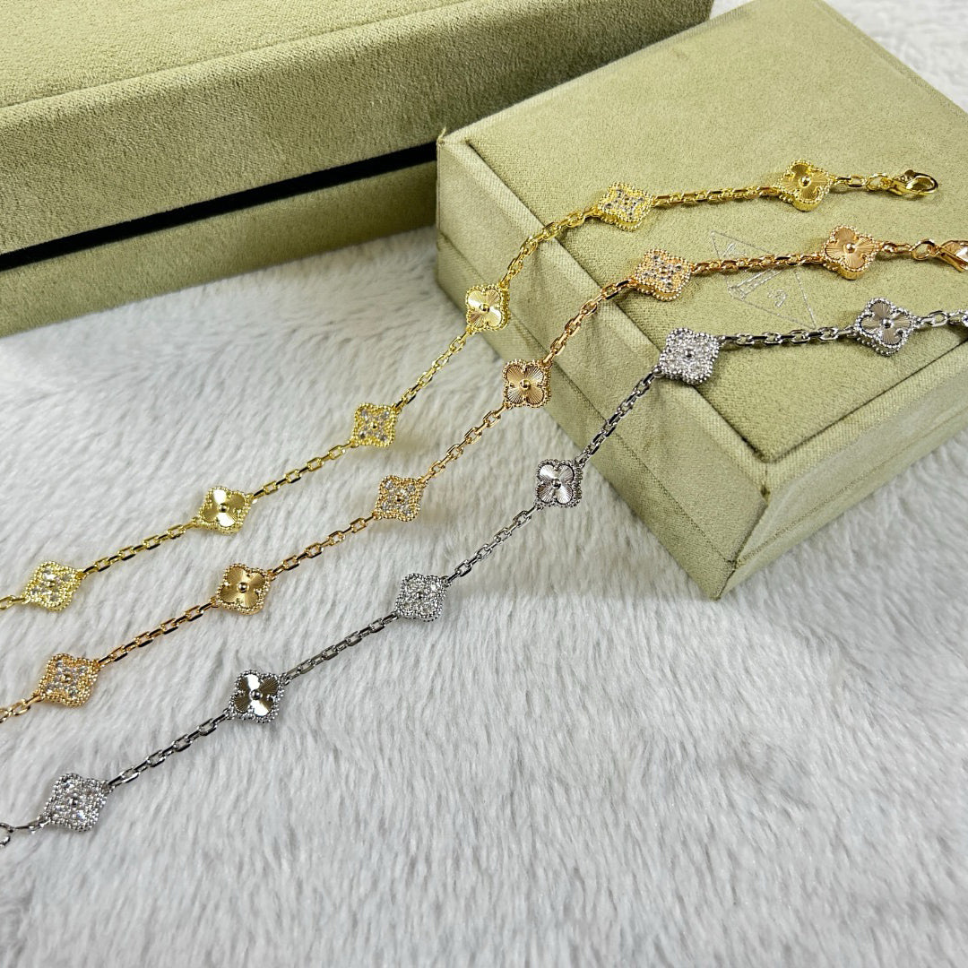 [Love's Uplift]CLOVER 6 MOTIF DIAMOND LASER BRACELET