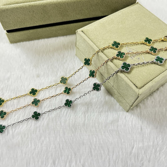 [Love's Uplift]CLOVER 6 MOTIF MALACHITE BRACELET