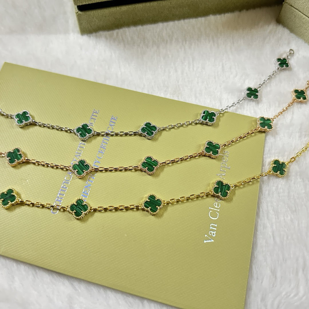 [Love's Uplift]CLOVER 6 MOTIF MALACHITE BRACELET
