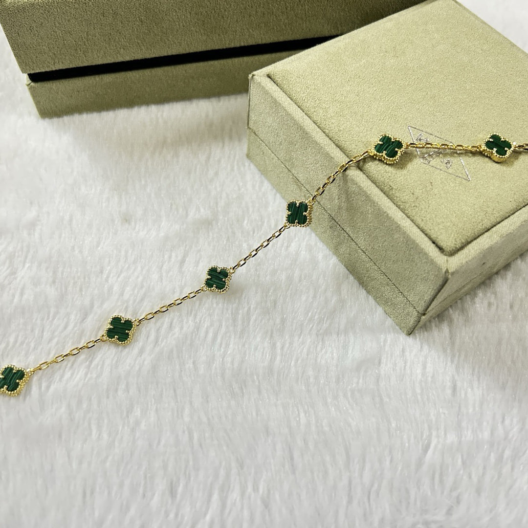 [Love's Uplift]CLOVER 6 MOTIF MALACHITE BRACELET