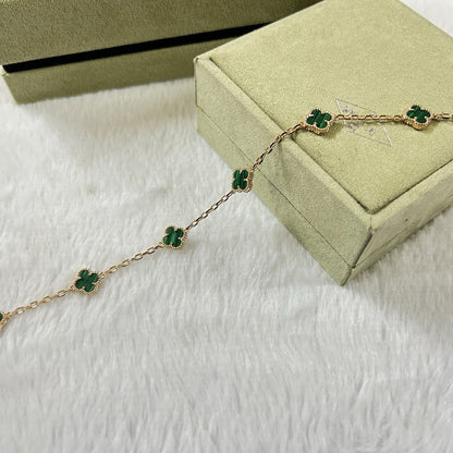 [Love's Uplift]CLOVER 6 MOTIF MALACHITE BRACELET