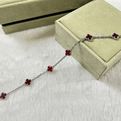 [Love's Uplift]CLOVER 6 MOTIF RED AGATE BRACELET
