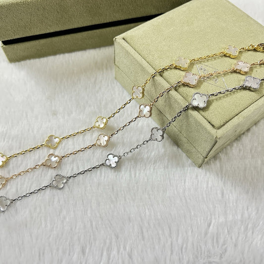 [Love's Uplift]CLOVER 6 MOTIF WHITE MOP BRACELET
