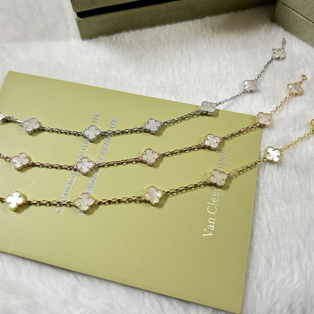 [Love's Uplift]CLOVER 6 MOTIF WHITE MOP BRACELET