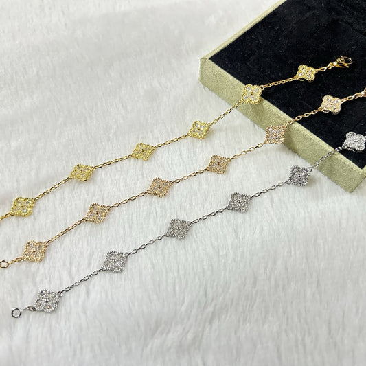 [Love's Uplift]CLOVER 6 MOTIF DIAMOND BRACELET