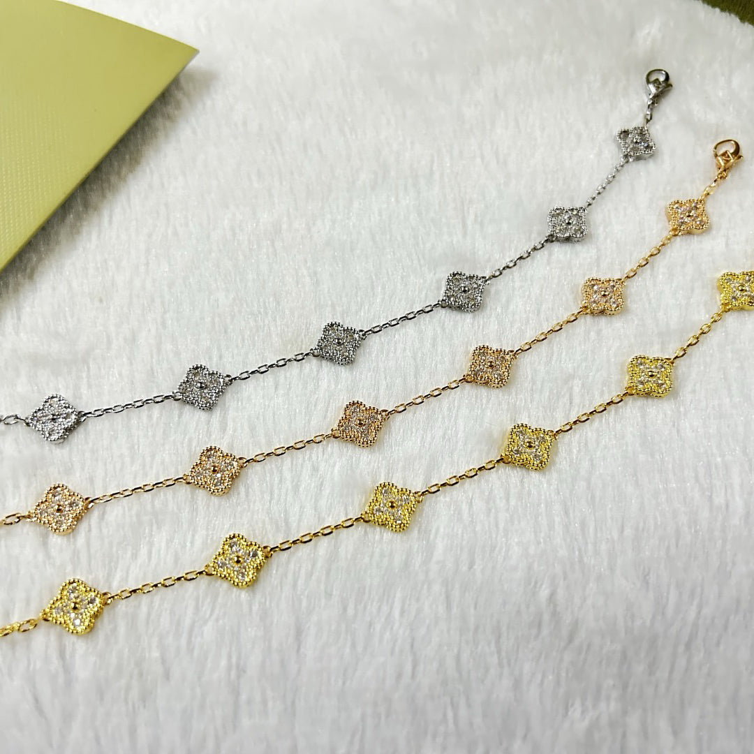 [Love's Uplift]CLOVER 6 MOTIF DIAMOND BRACELET