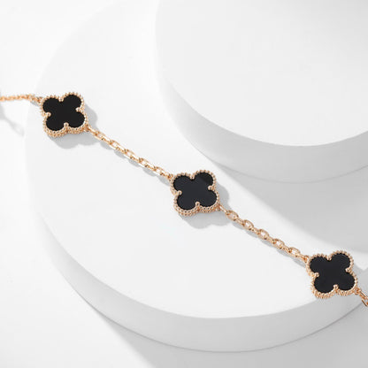 [Love's Uplift]CLOVER 10 MOTIFS ONYX NECKLACE
