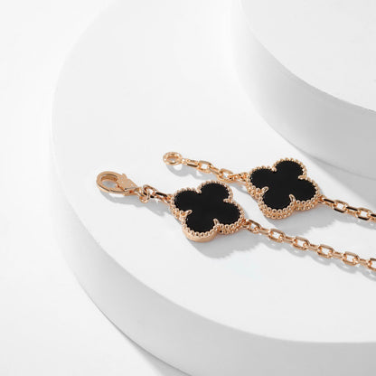 [Love's Uplift]CLOVER 10 MOTIFS ONYX NECKLACE