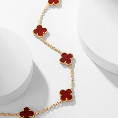[Love's Uplift]CLOVER 10 MOTIFS CARNELIAN NECKLACE