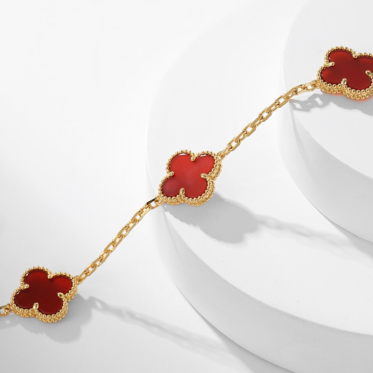 [Love's Uplift]CLOVER 10 MOTIFS CARNELIAN NECKLACE