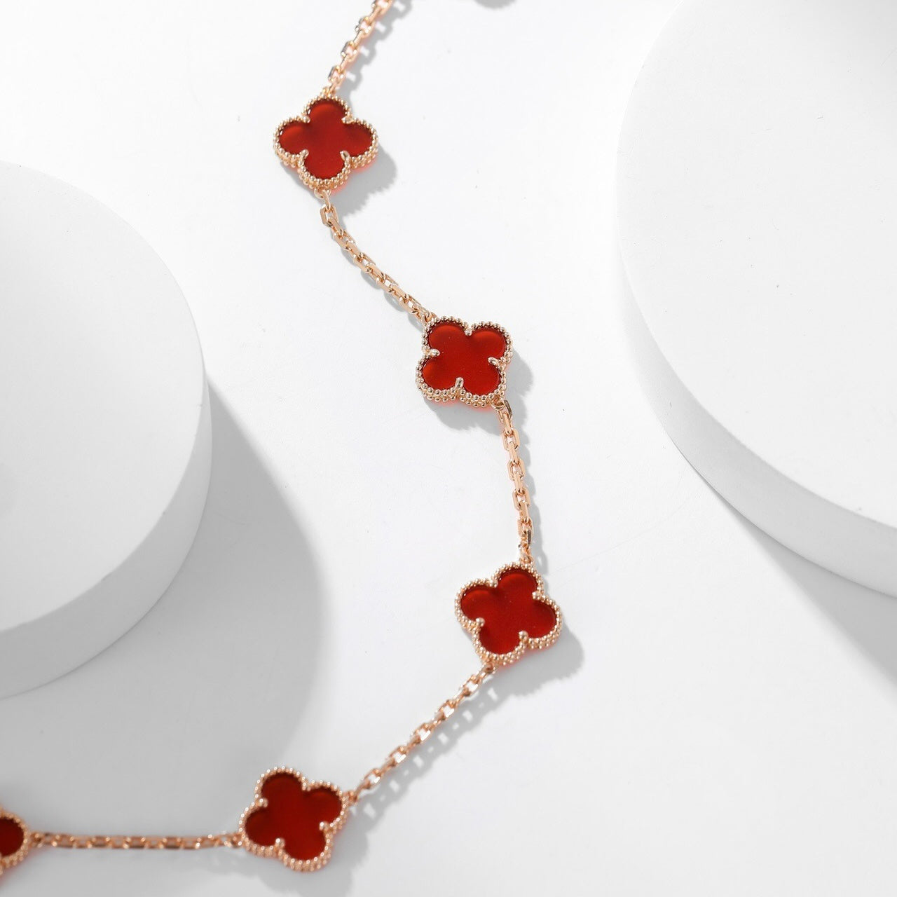 [Love's Uplift]CLOVER 10 MOTIFS CARNELIAN NECKLACE