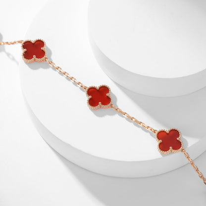 [Love's Uplift]CLOVER 10 MOTIFS CARNELIAN NECKLACE