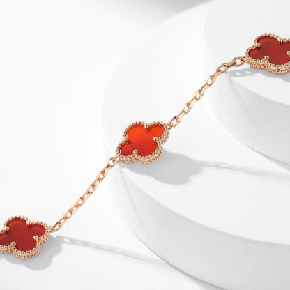 [Love's Uplift]CLOVER 10 MOTIFS CARNELIAN NECKLACE