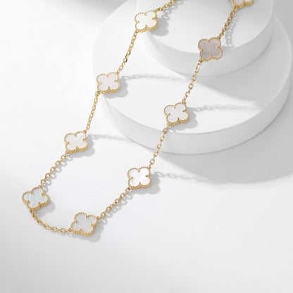 [Love's Uplift]CLOVER 10 MOTIFS WHITE MOTHER OF PEARL NECKLACE